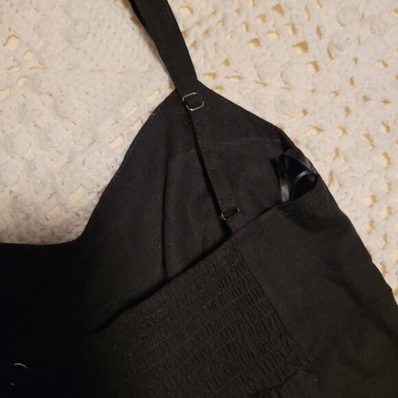 Black linen midi dress with slit - Picture 12 of 12